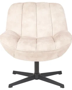 Poltrona girevole LIA con poggiapiedi Velluto Beige