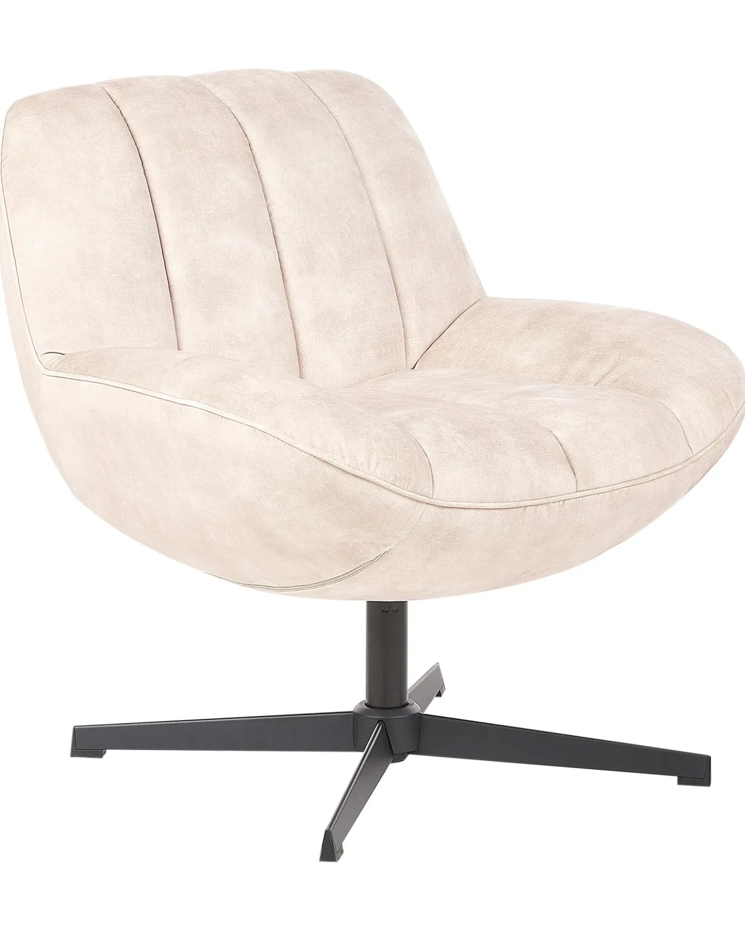 Poltrona girevole LIA con poggiapiedi Velluto Beige