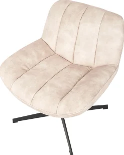 Poltrona girevole LIA con poggiapiedi Velluto Beige