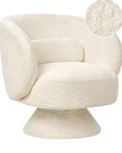 Poltrona girevole LIEKSA Bouclé Bianco sporco