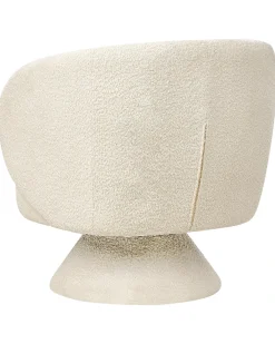Poltrona girevole LIEKSA Bouclé Bianco sporco