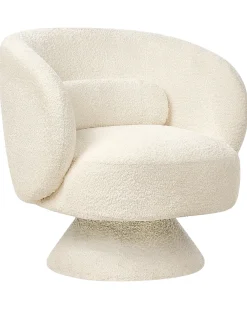 Poltrona girevole LIEKSA Bouclé Bianco sporco