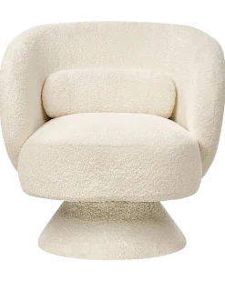 Poltrona girevole LIEKSA Bouclé Bianco sporco
