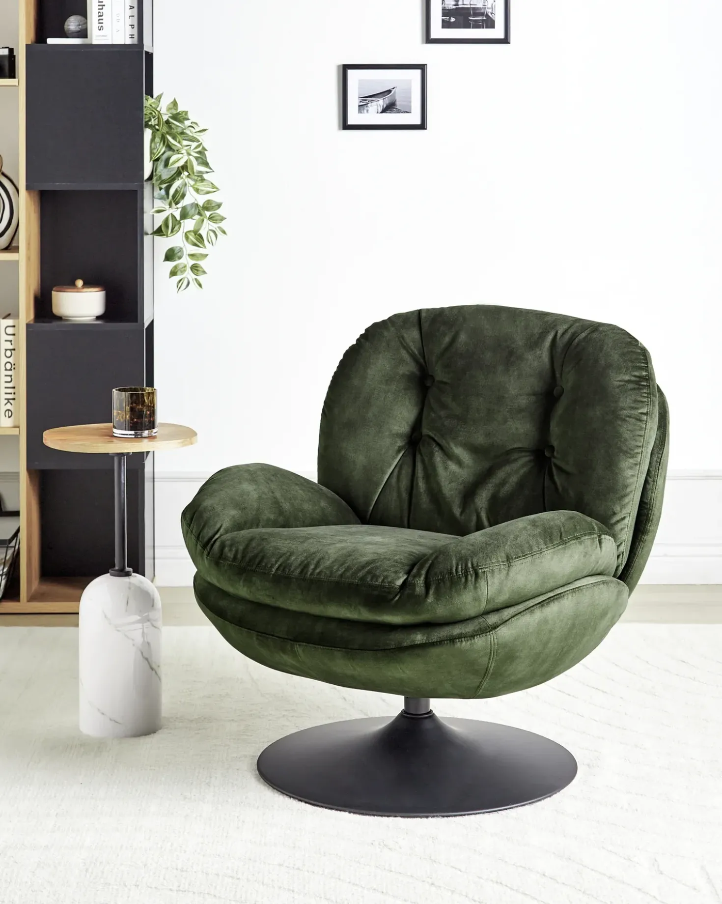 Poltrona girevole NOLVIK Velluto Verde scuro