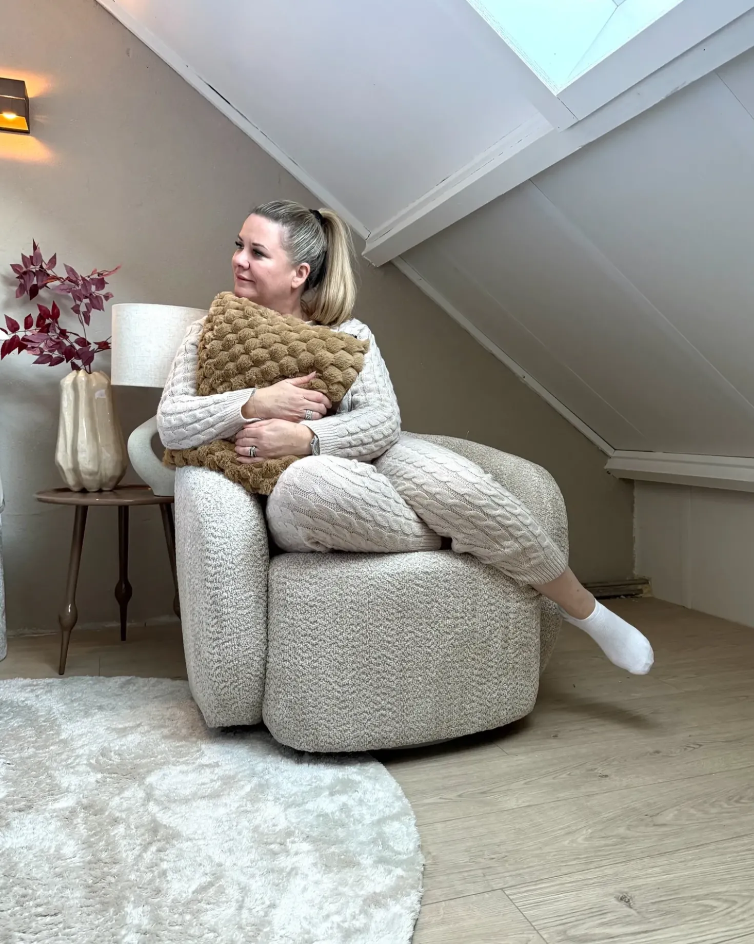 Poltrona girevole TORE Tessuto Beige