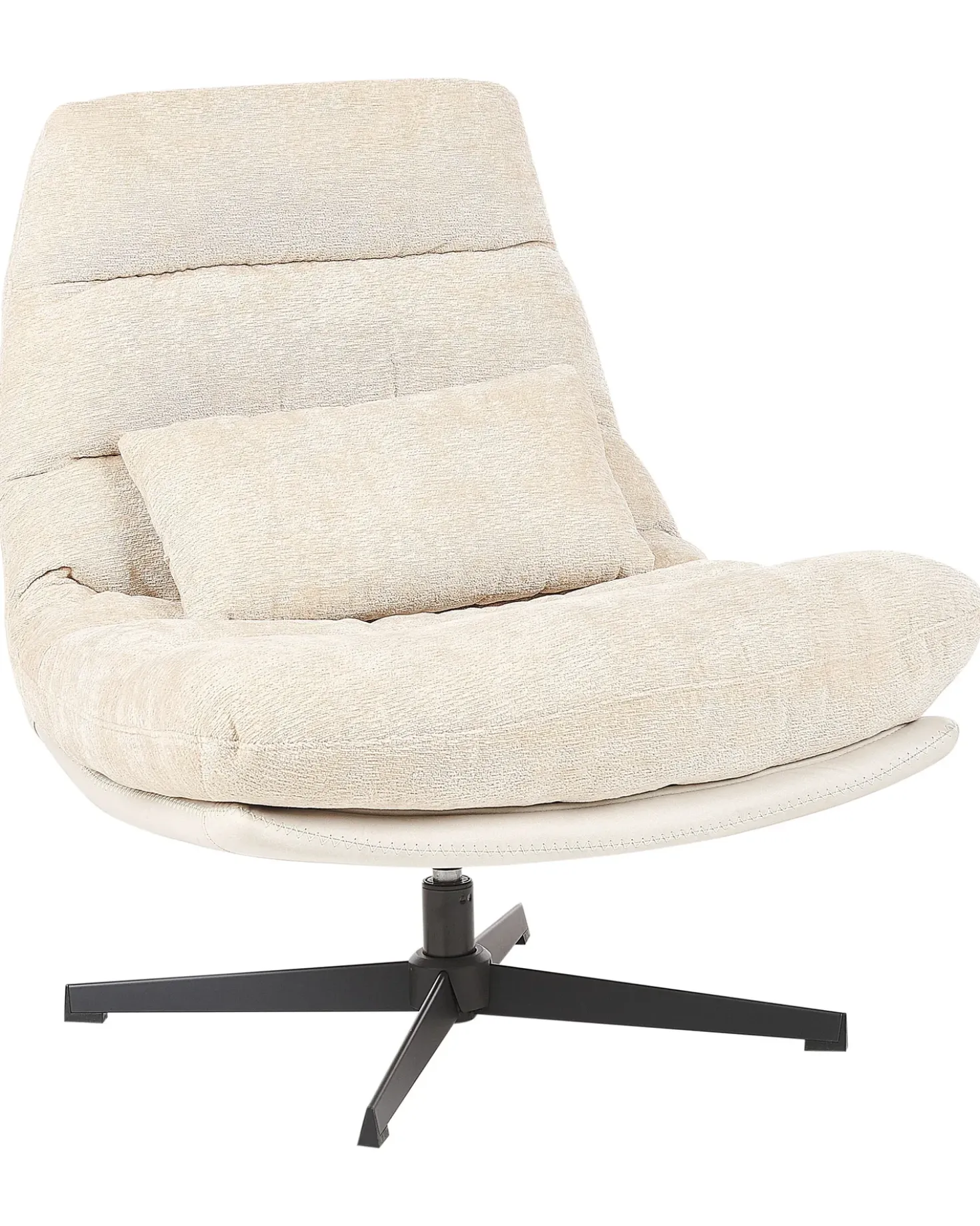 Poltrona girevole TOVIK con poggiapiedi Ciniglia Beige chiaro