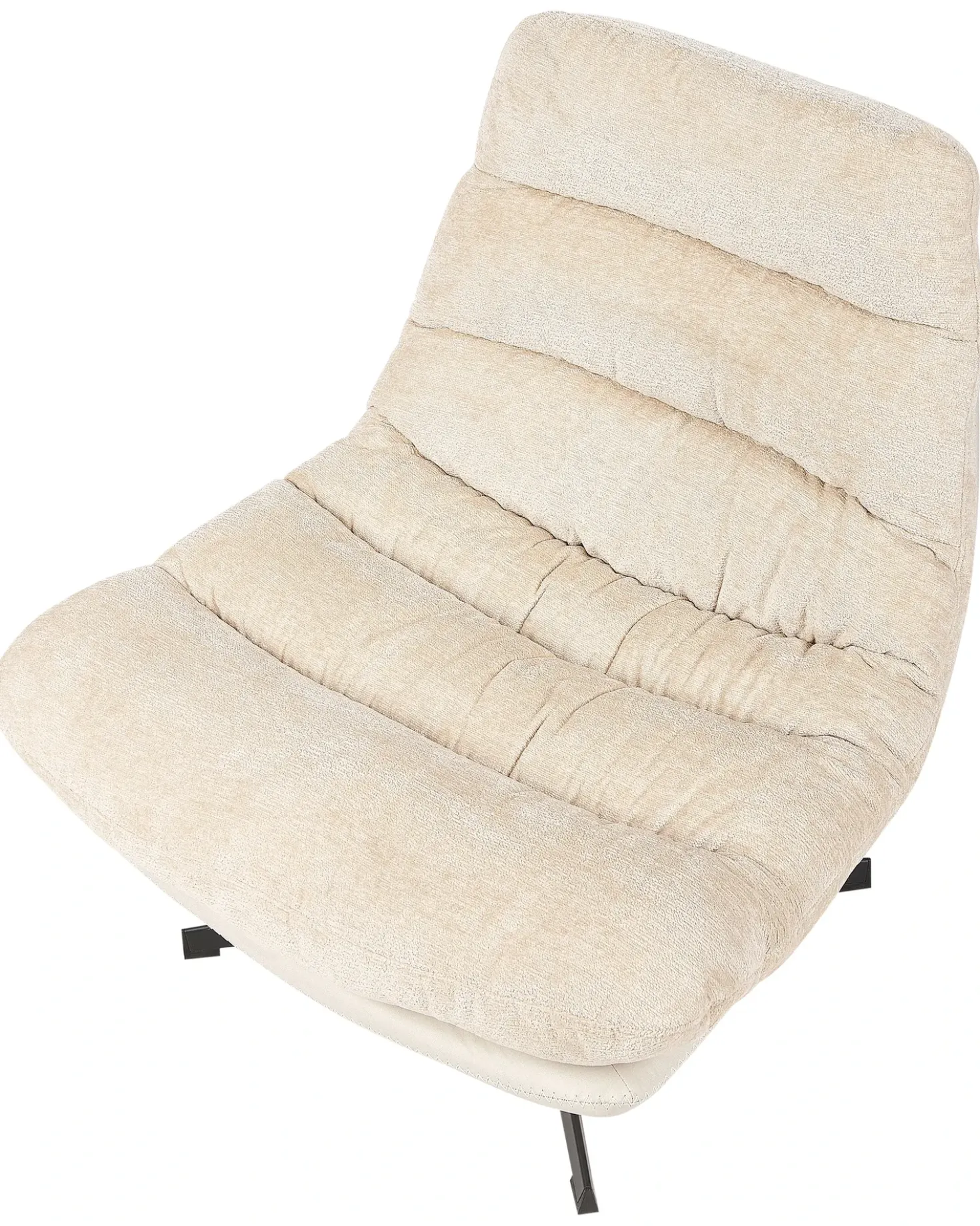Poltrona girevole TOVIK con poggiapiedi Ciniglia Beige chiaro