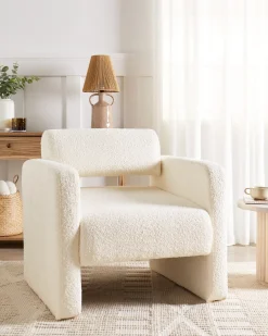Poltrona HALLSBERG Bouclé Bianco sporco