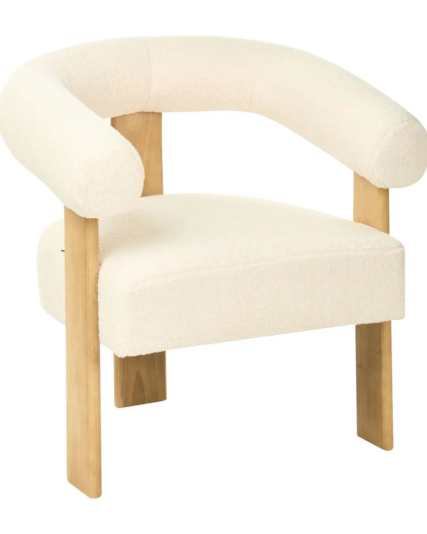 Poltrona ILBRO Bouclé Bianco sporco/Marrone chiaro