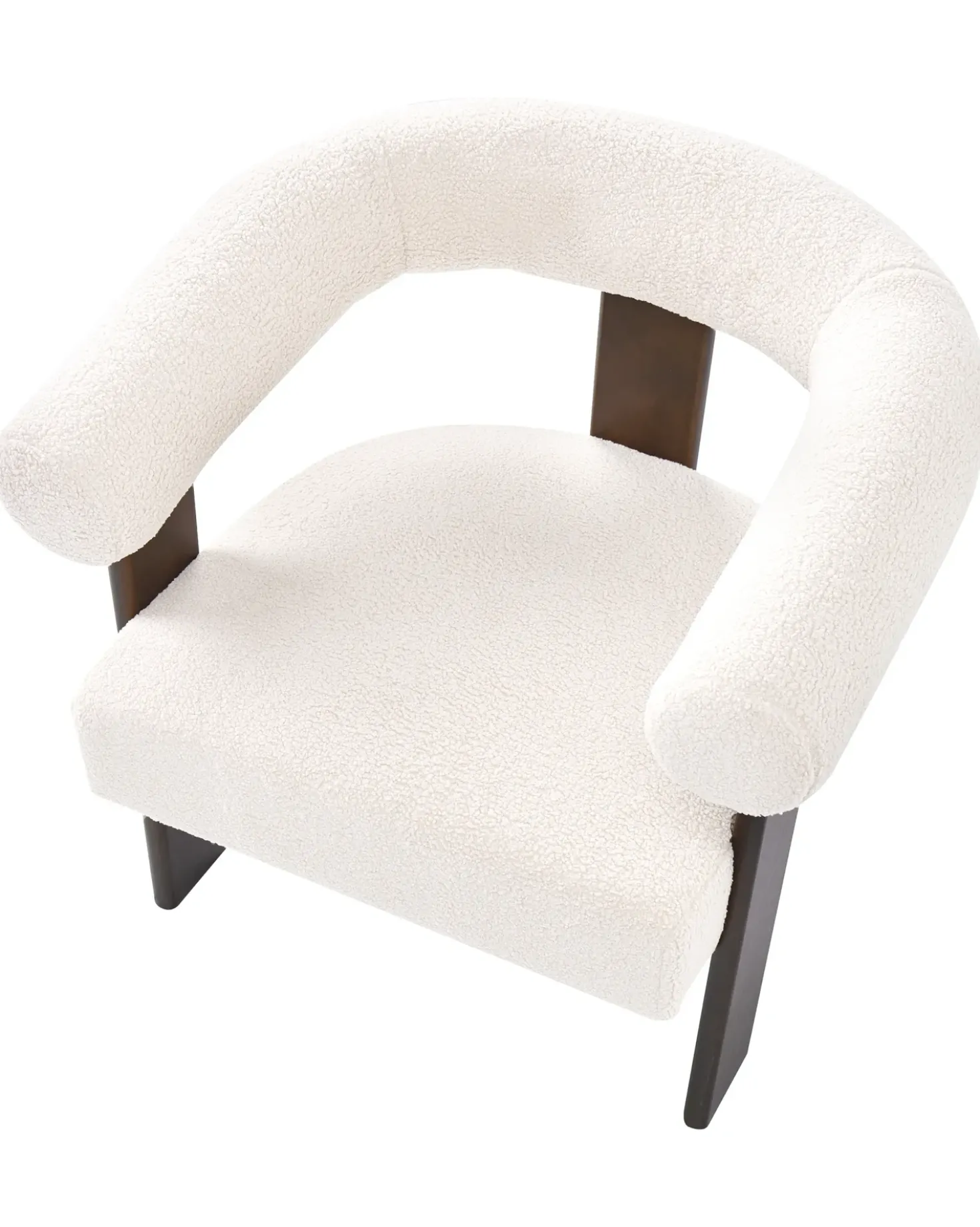 Poltrona ILBRO Bouclé Bianco sporco/Marrone scuro