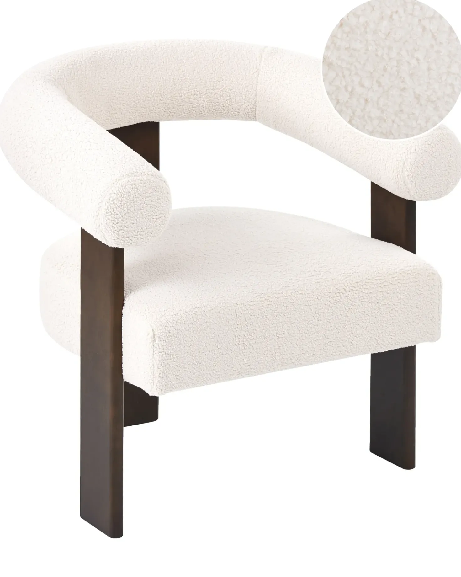 Poltrona ILBRO Bouclé Bianco sporco/Marrone scuro