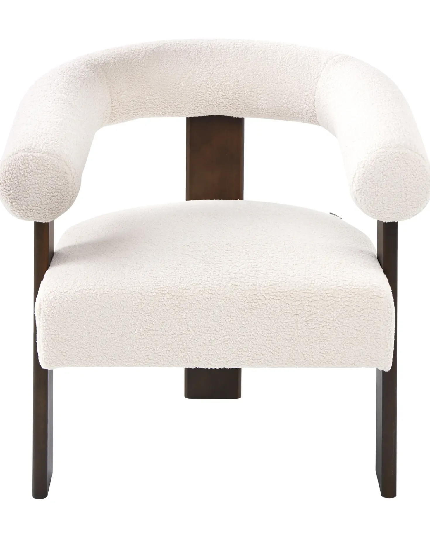 Poltrona ILBRO Bouclé Bianco sporco/Marrone scuro