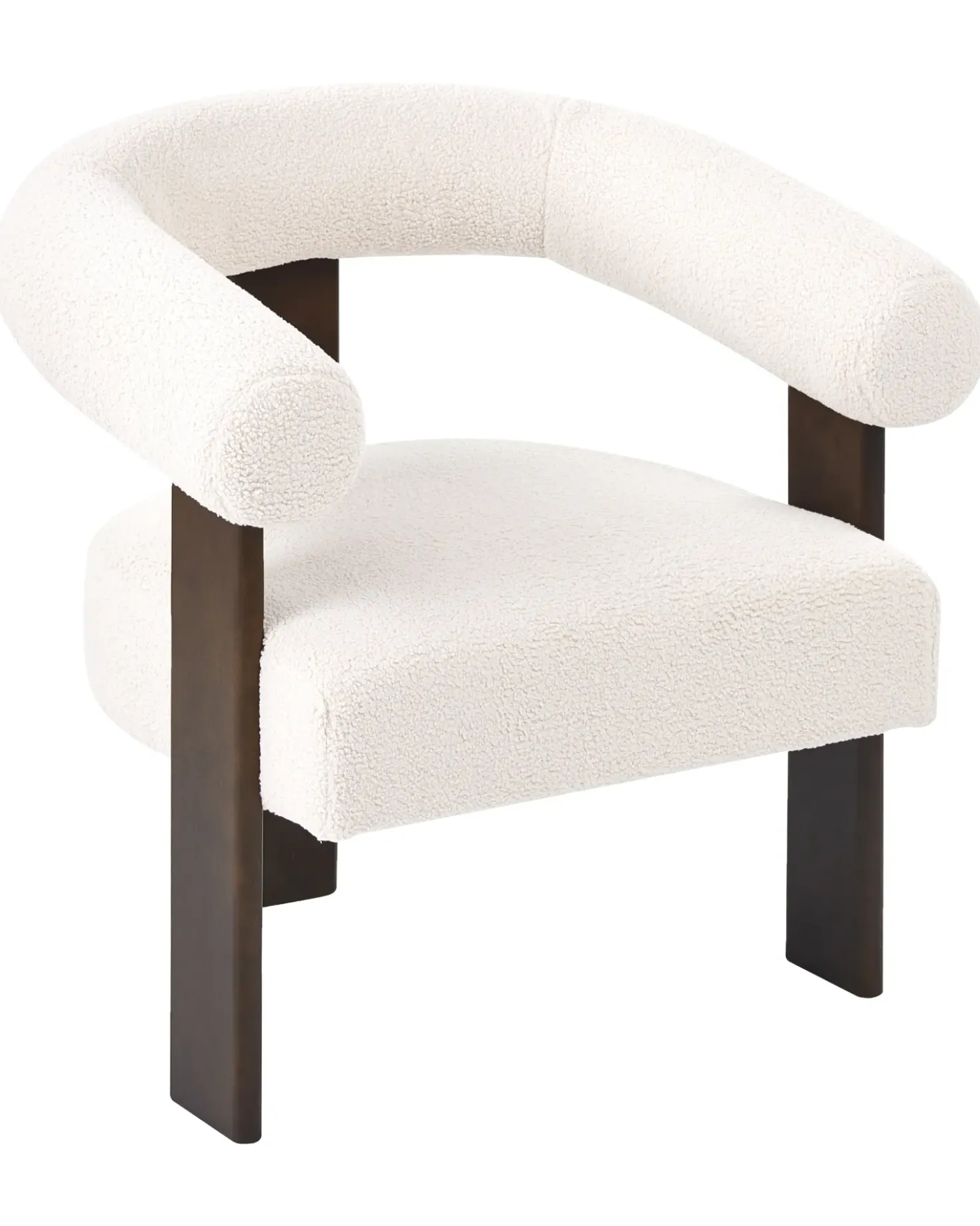 Poltrona ILBRO Bouclé Bianco sporco/Marrone scuro