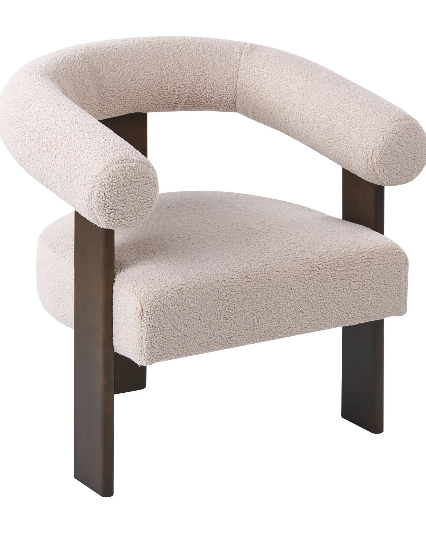 Poltrona ILBRO Bouclé Marrone scuro/Beige