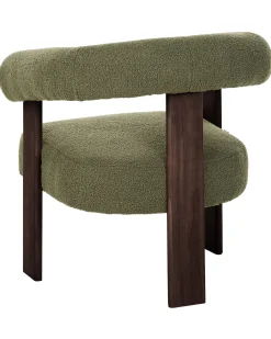 Poltrona ILBRO Bouclé Verde/Marrone scuro