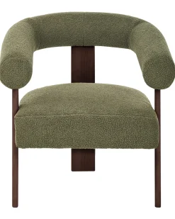 Poltrona ILBRO Bouclé Verde/Marrone scuro