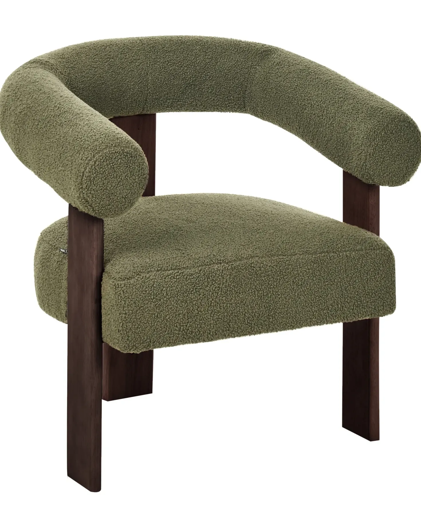 Poltrona ILBRO Bouclé Verde/Marrone scuro