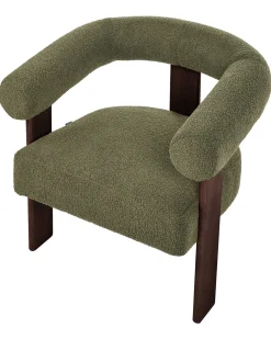 Poltrona ILBRO Bouclé Verde/Marrone scuro