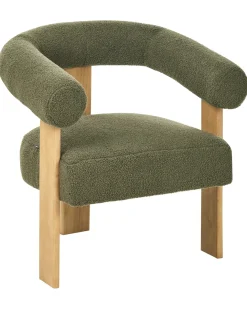 Poltrona ILBRO Bouclé Verde/Marrone chiaro