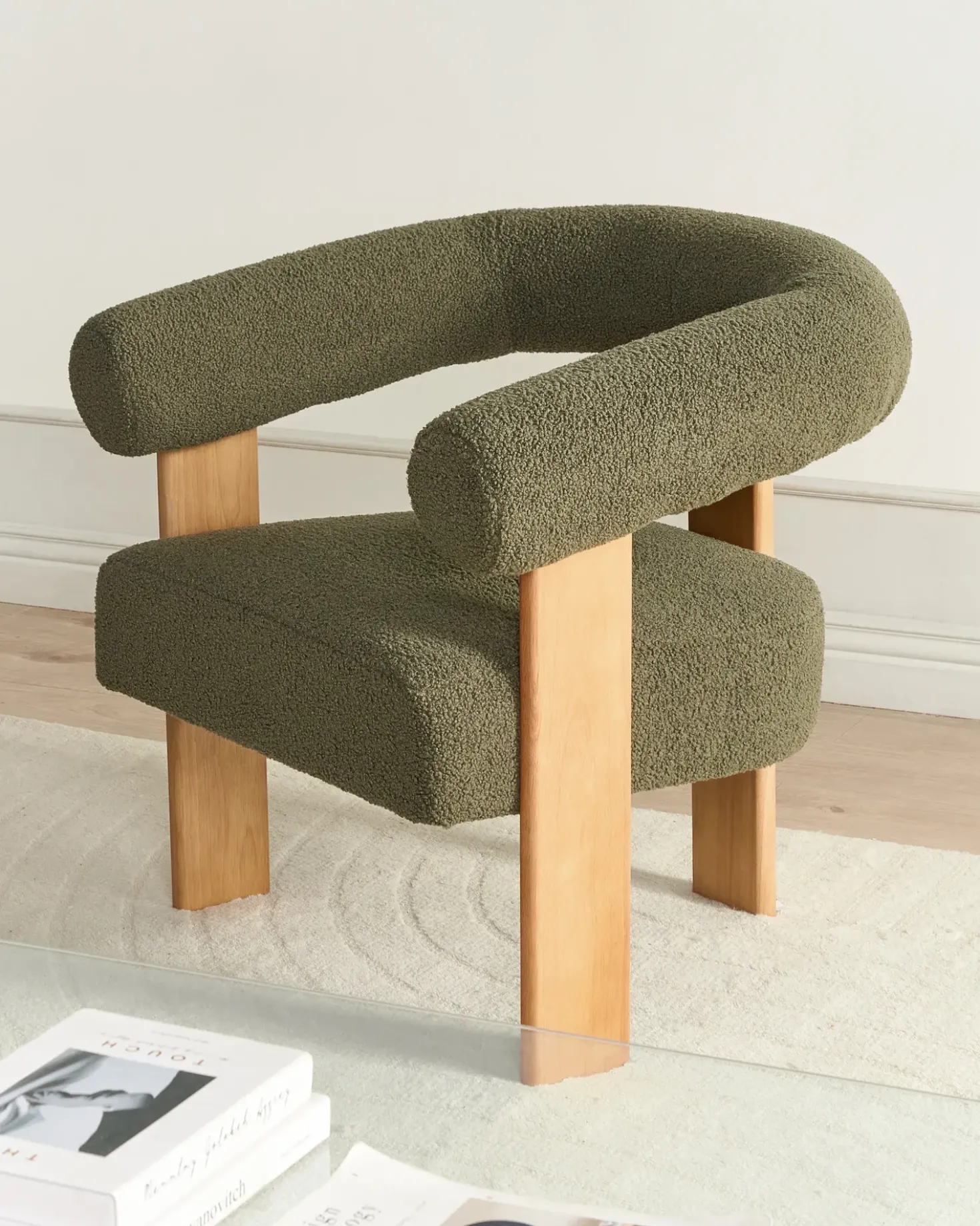 Poltrona ILBRO Bouclé Verde/Marrone chiaro