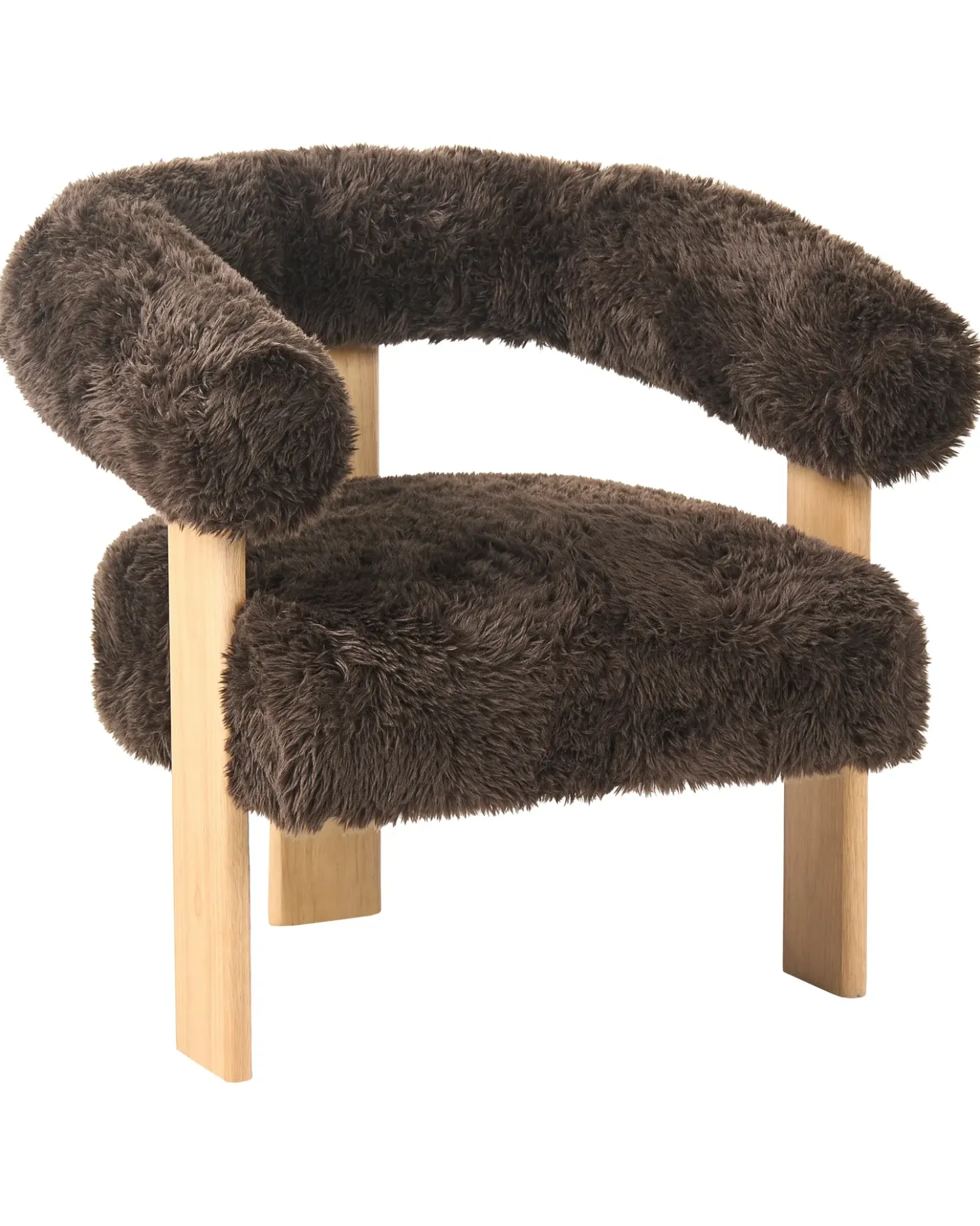 Poltrona ILBRO Finta pelliccia Marrone scuro/Marrone chiaro
