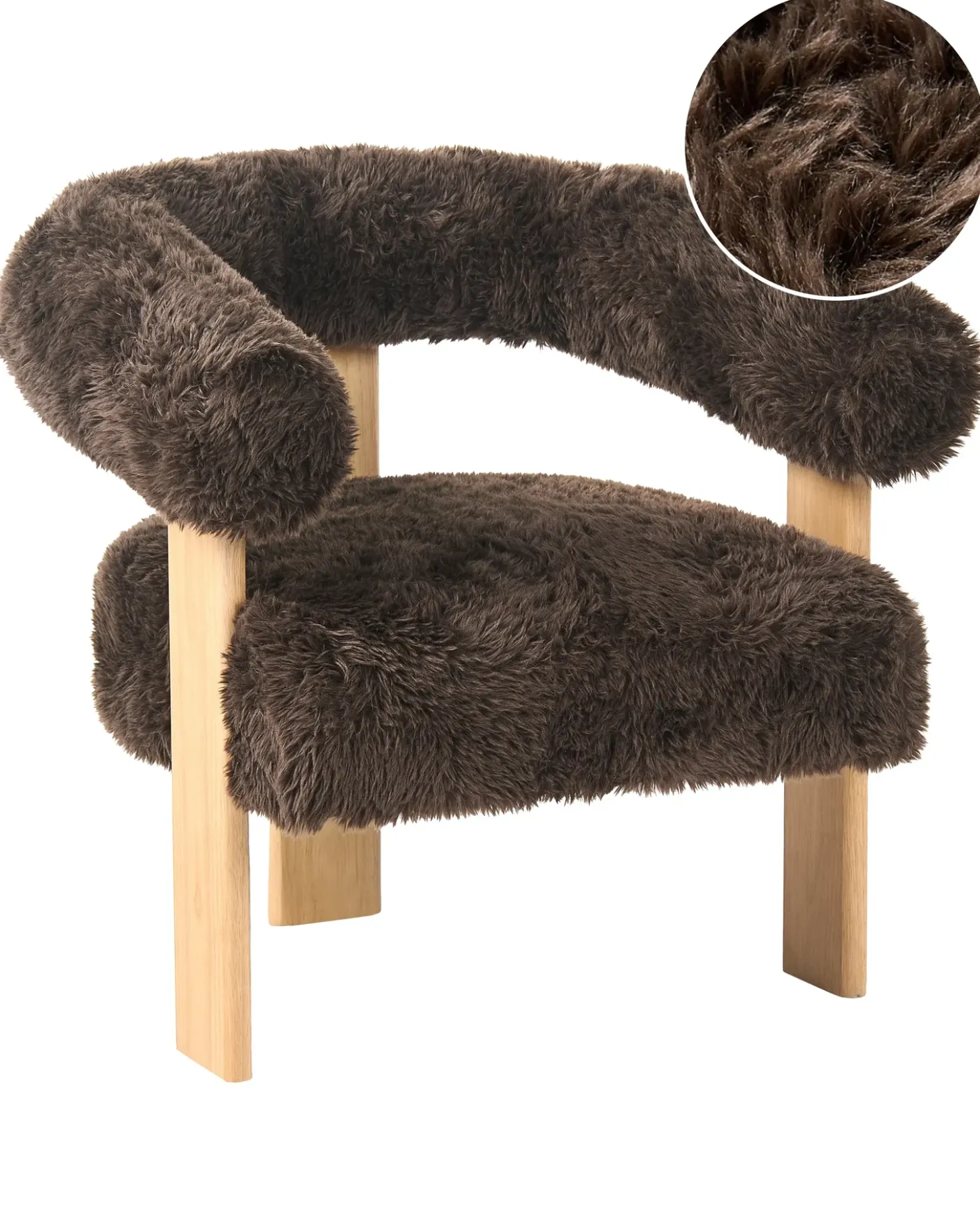Poltrona ILBRO Finta pelliccia Marrone scuro/Marrone chiaro