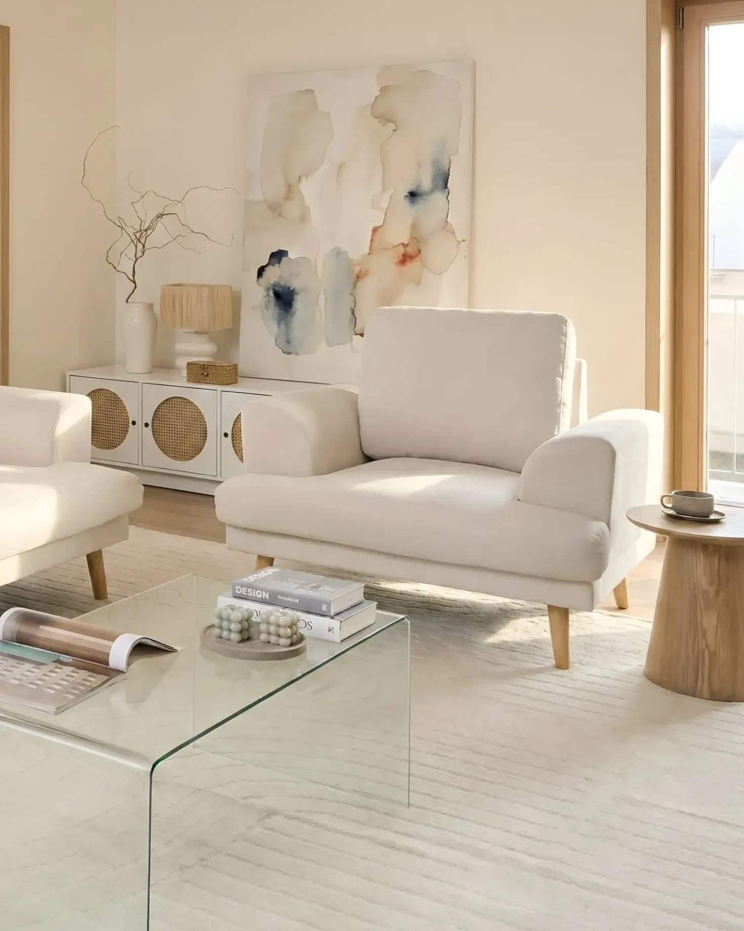 Poltrona KILDAL Tessuto Beige chiaro