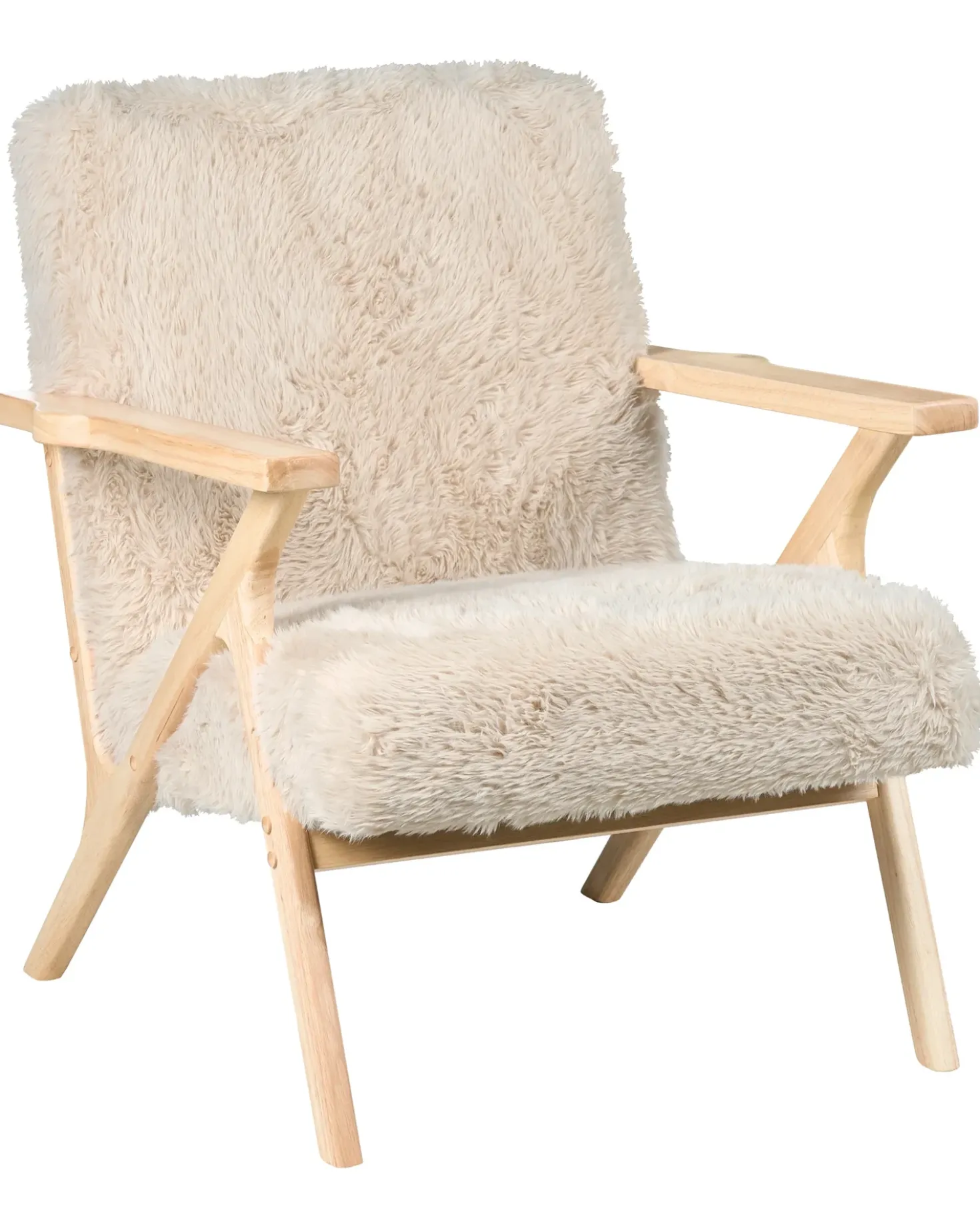 Poltrona KISA Finta pelliccia Beige chiaro