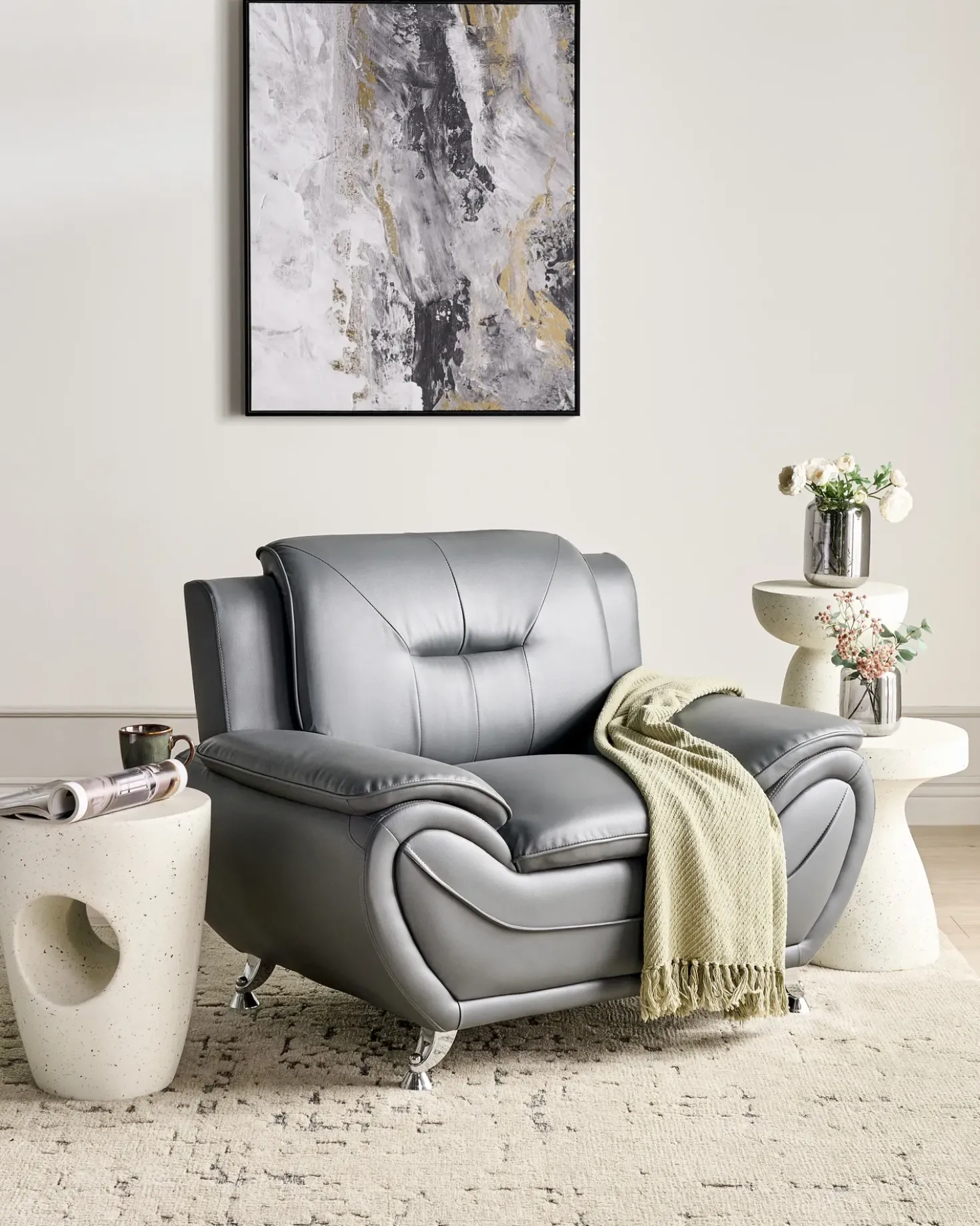 Poltrona LEIRA II Pelle sintetica Grigio