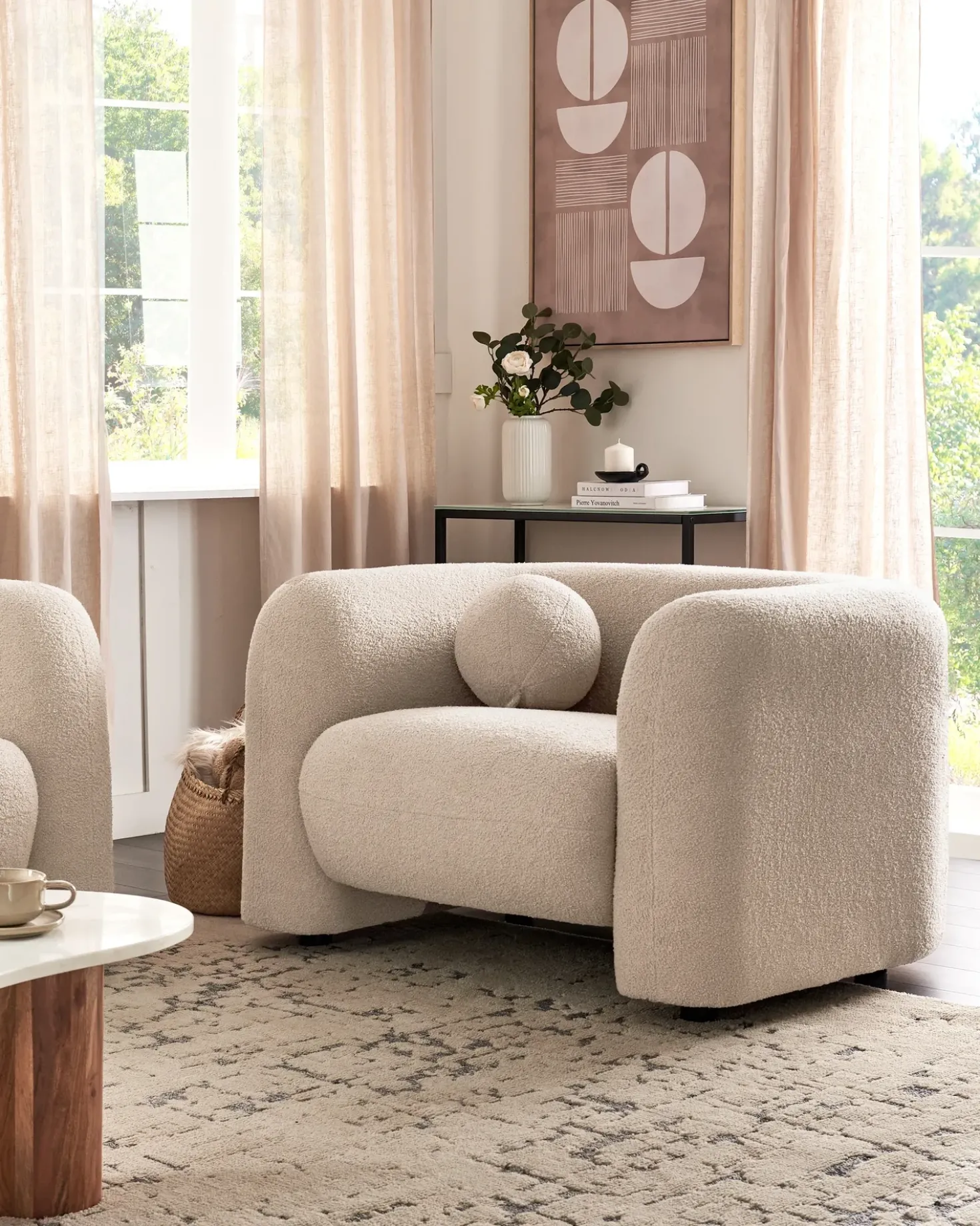 Poltrona LEIREN Bouclé Beige