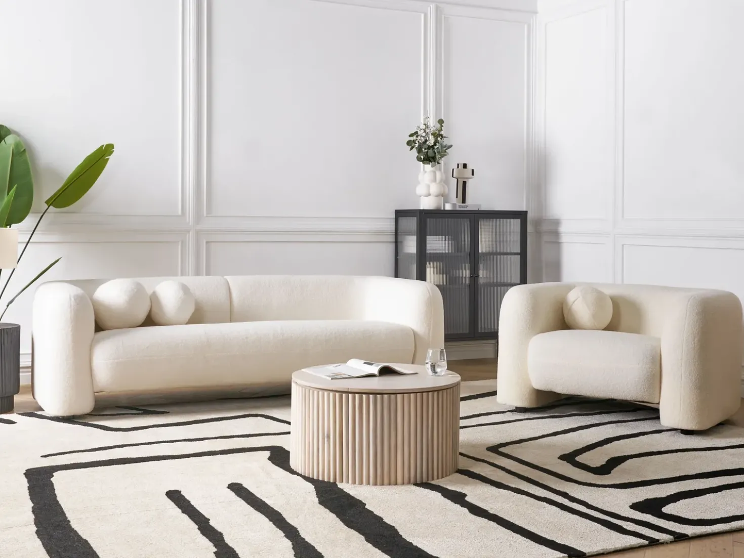 Poltrona LEIREN Bouclé Bianco