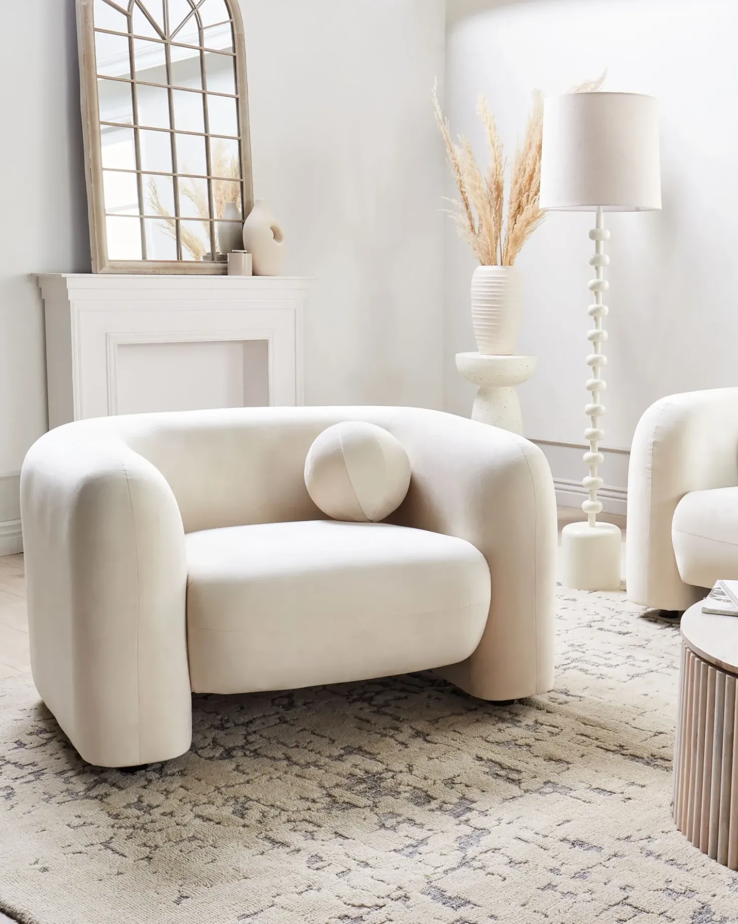 Poltrona LEIREN Velluto Bianco sporco
