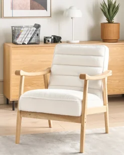 Poltrona LEKNES Bouclé Bianco sporco