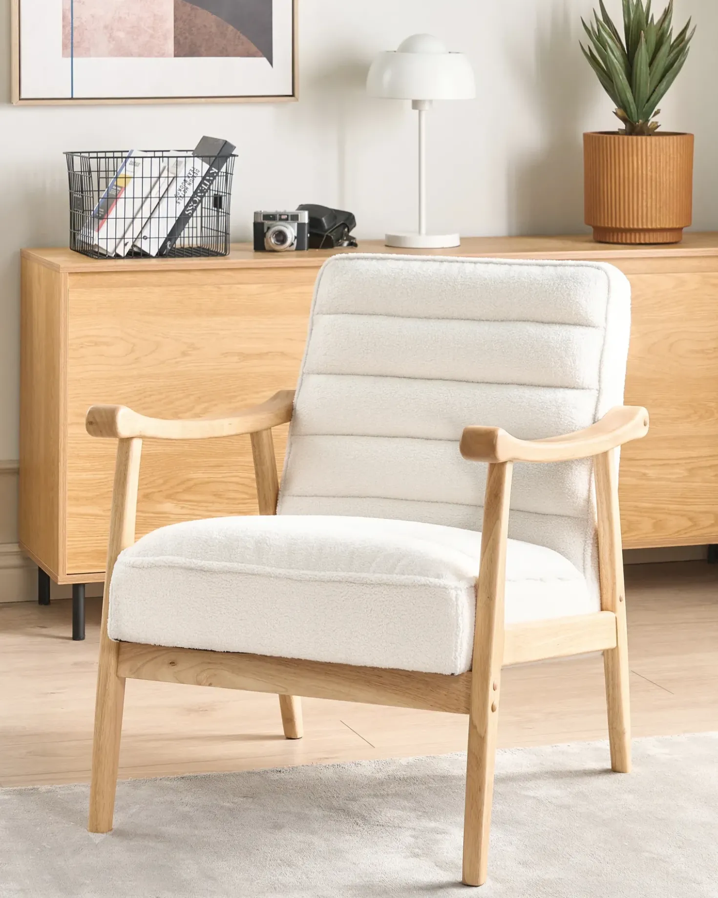 Poltrona LEKNES Bouclé Bianco sporco