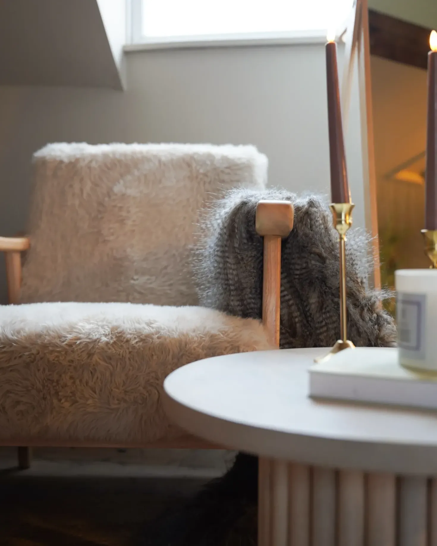 Poltrona LEKNES Finta pelliccia Beige chiaro