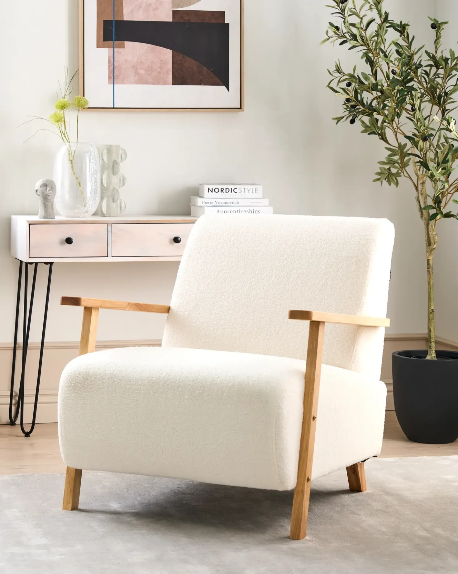 Poltrona LESJA Bouclé Beige chiaro