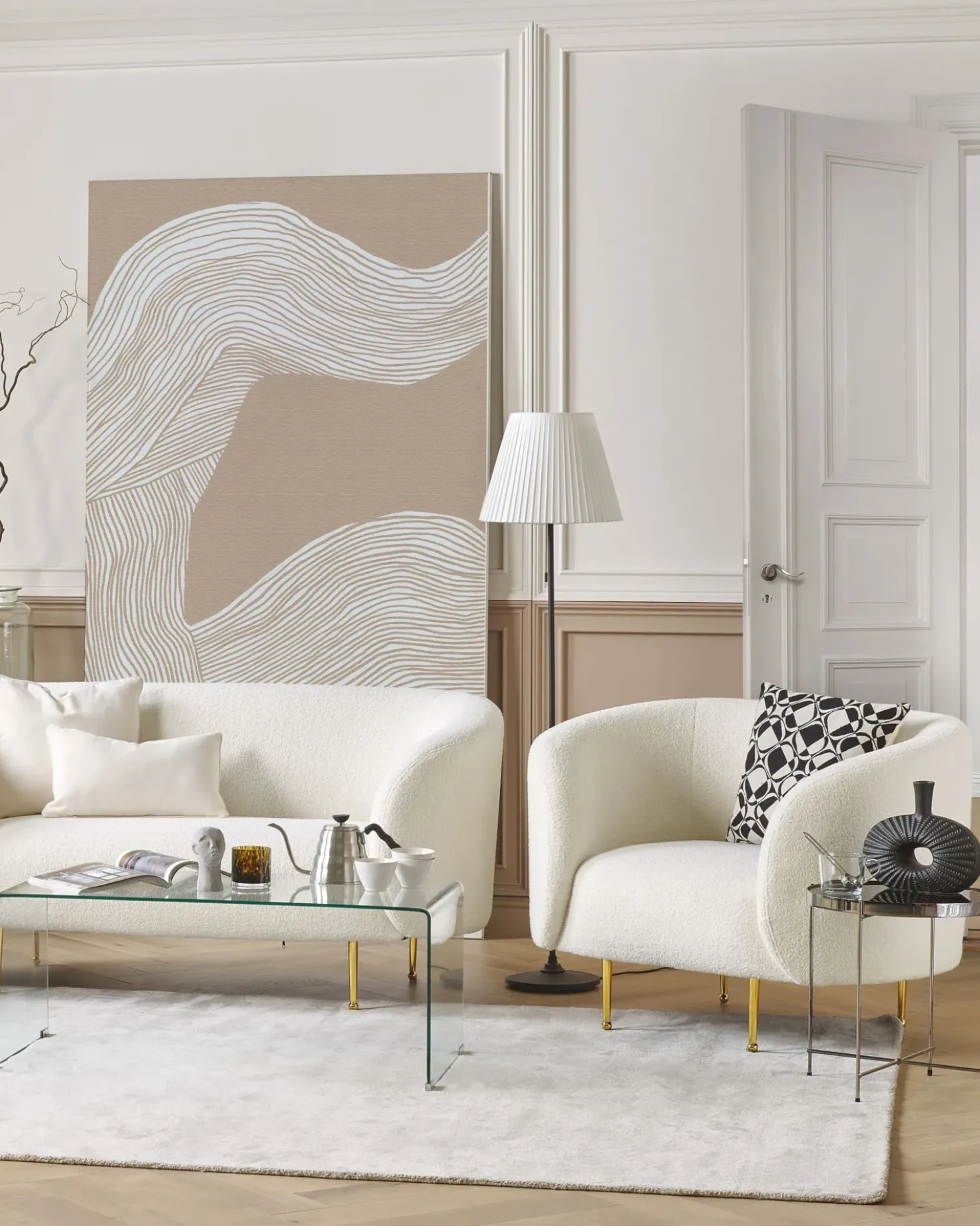 Poltrona LOEN Bouclé Bianco