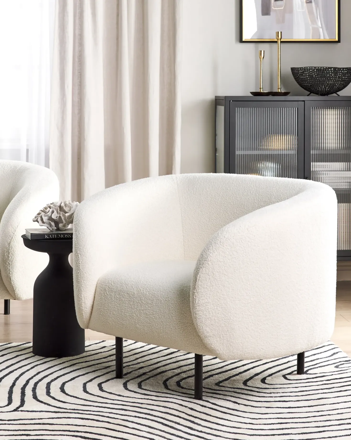 Poltrona LOEN Bouclé Bianco