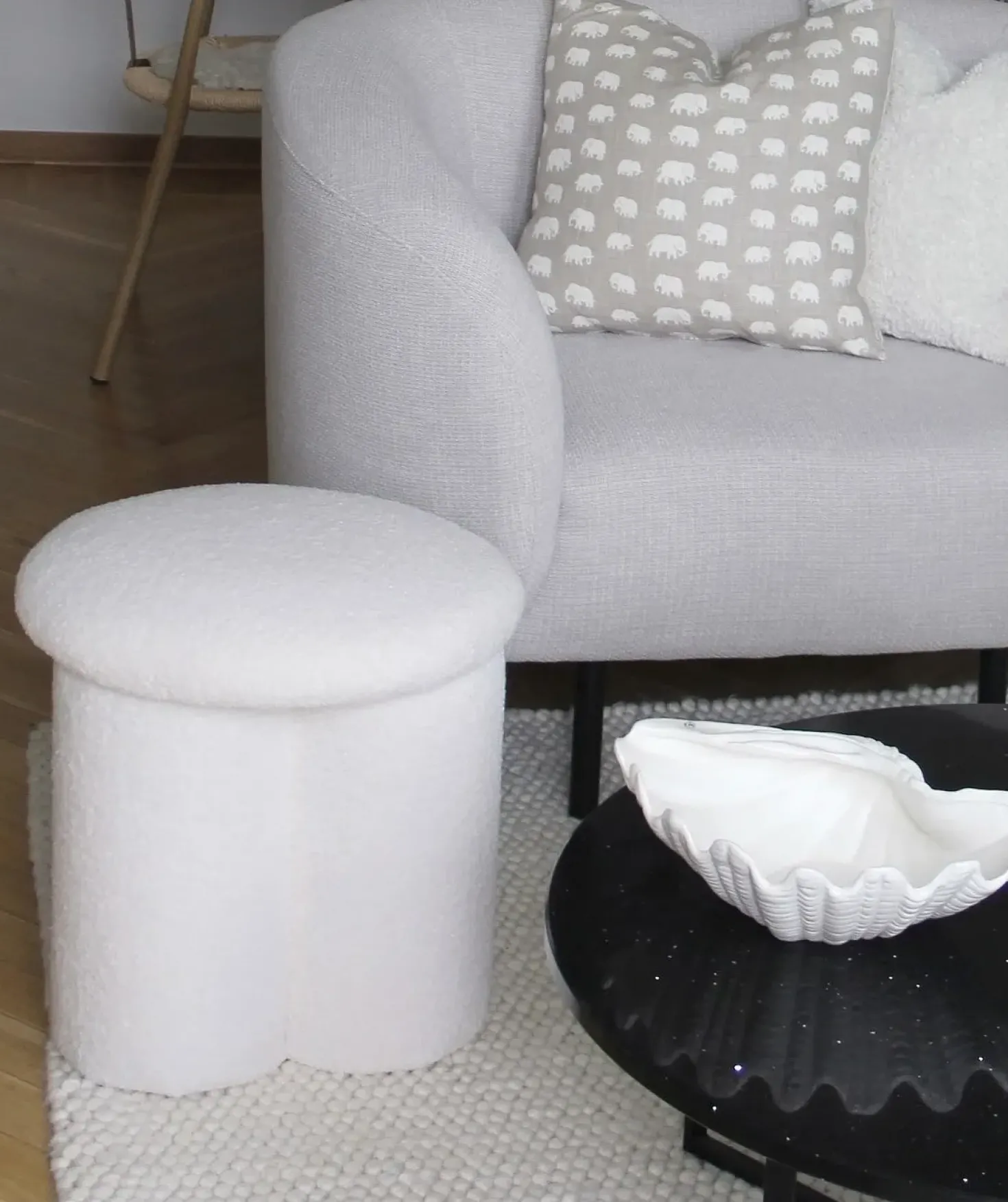 Poltrona LOEN Tessuto Nero/Bianco