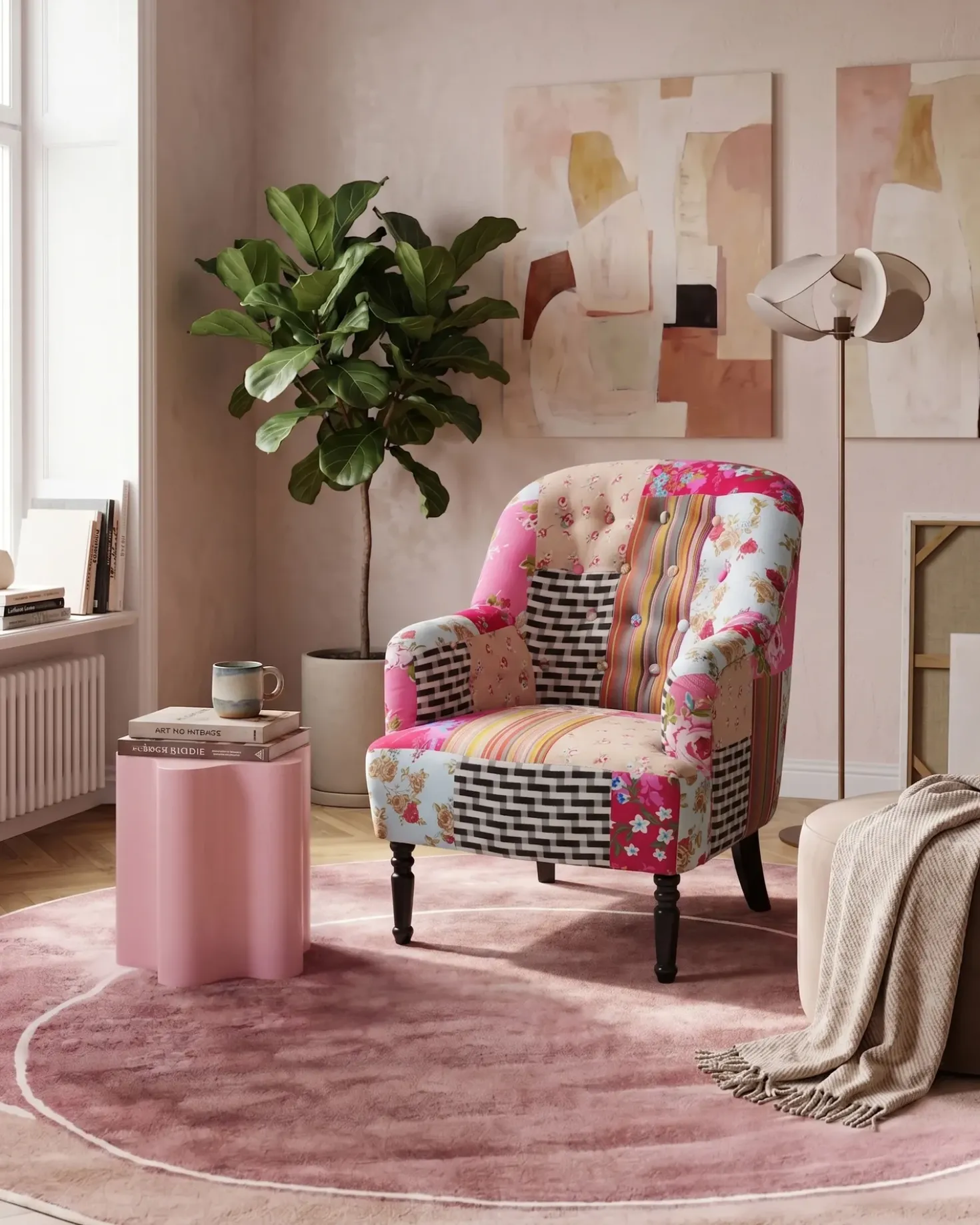 Poltrona MANDAL Tessuto Rosa