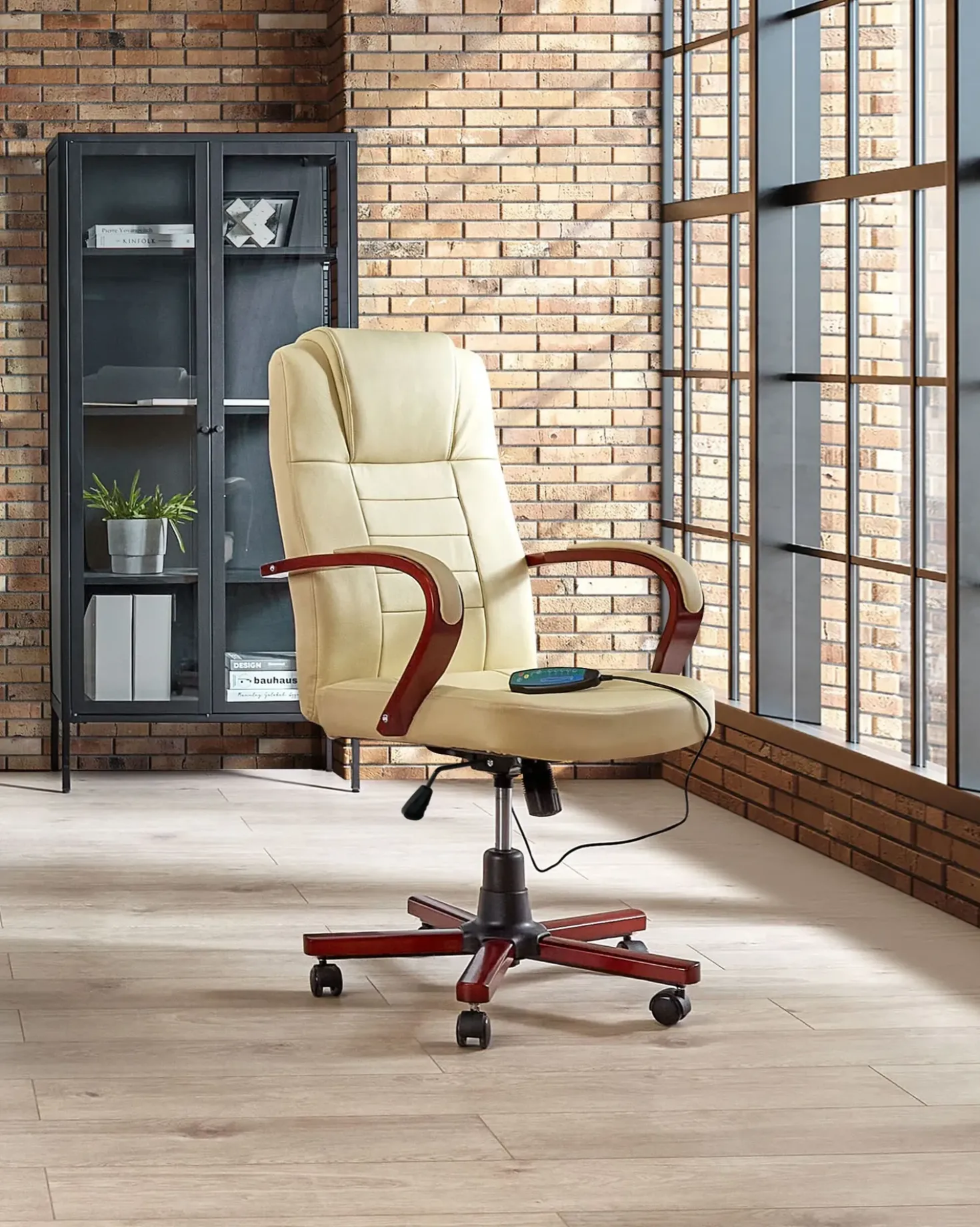 Poltrona massaggiante DIAMOND Con riscaldatore Pelle naturale Beige