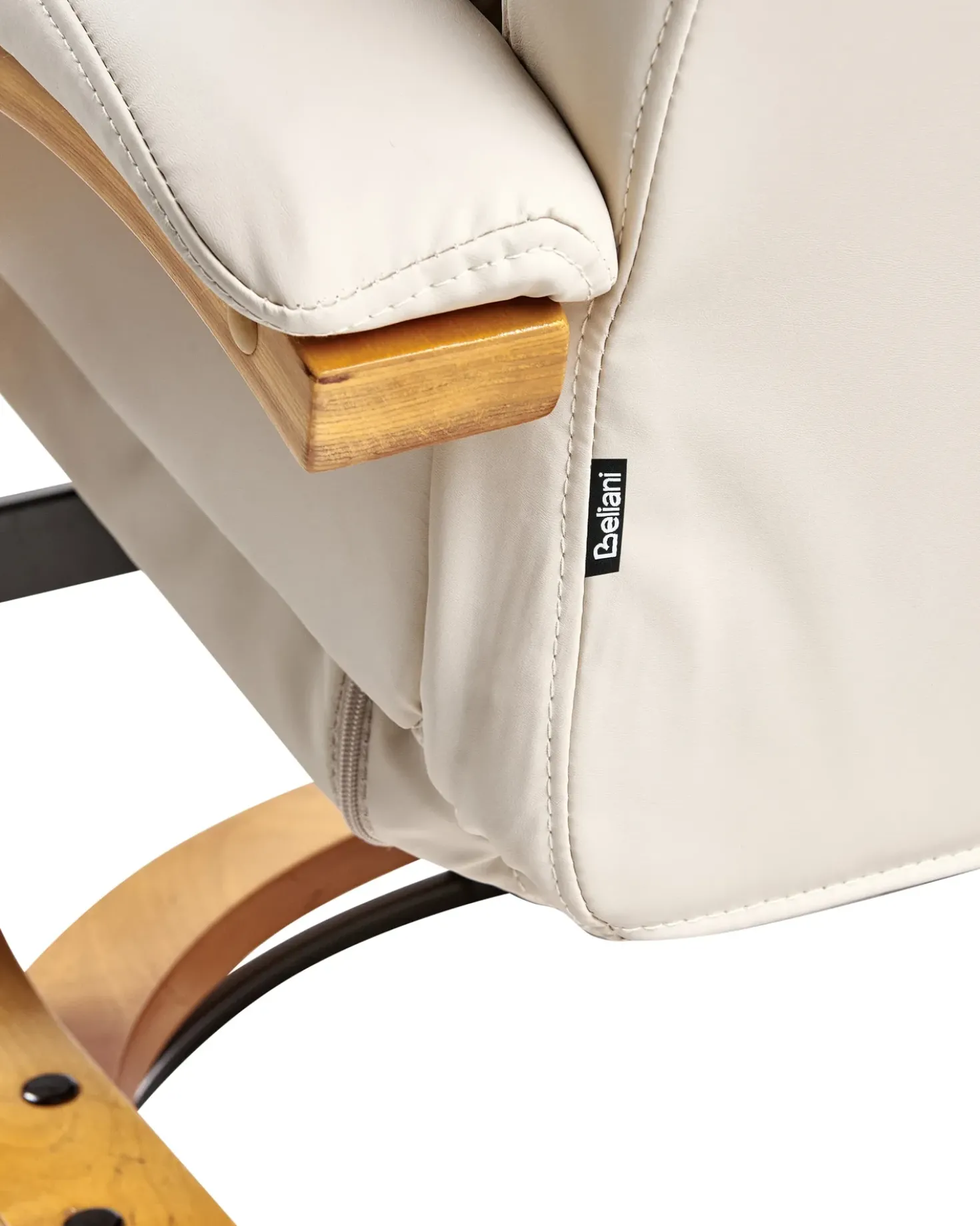 Poltrona massaggiante FORCE con poggiapiedi Pelle sintetica Beige chiaro
