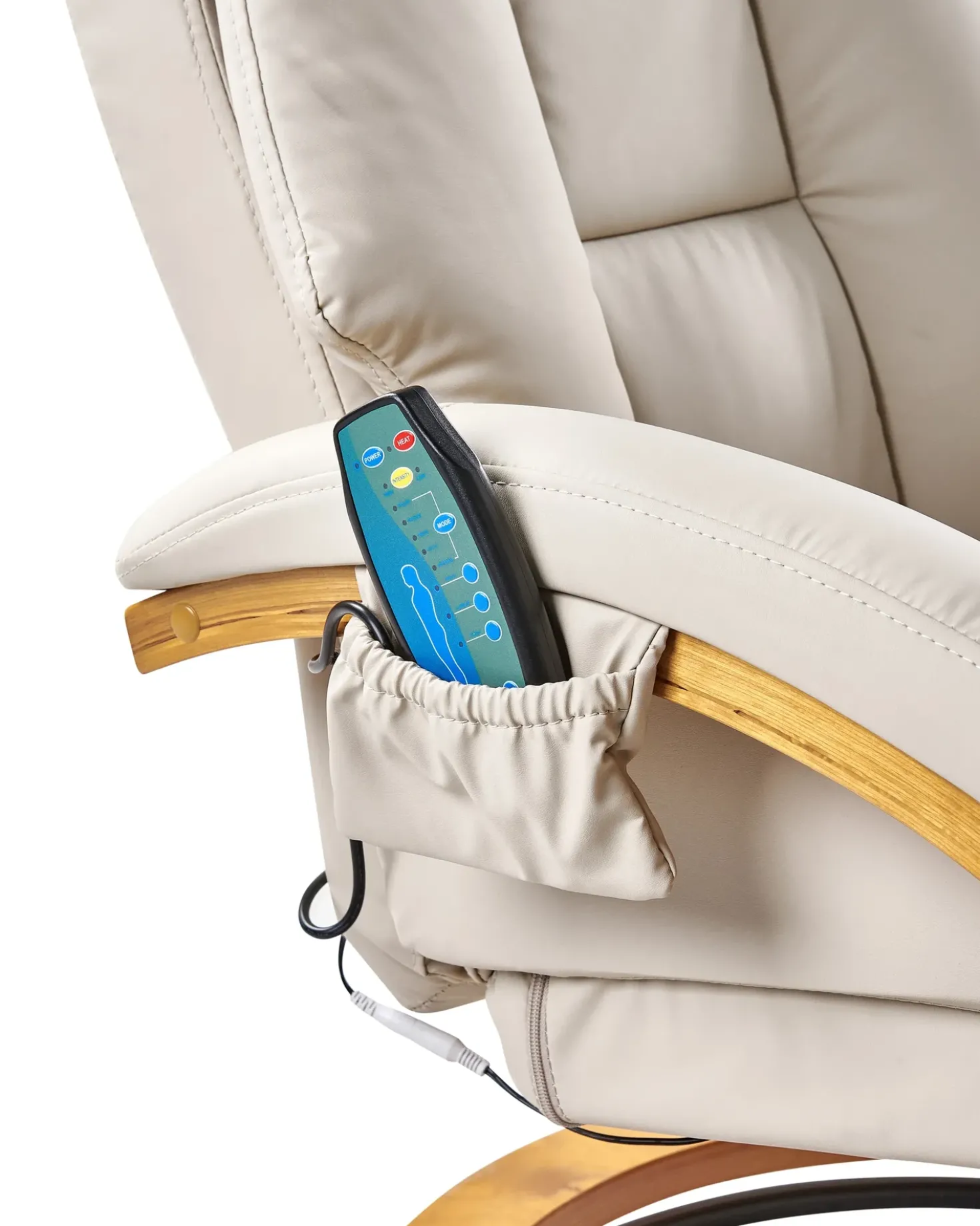 Poltrona massaggiante FORCE con poggiapiedi Pelle sintetica Beige chiaro