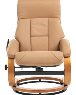 Poltrona massaggiante FORCE con poggiapiedi Pelle sintetica Beige sabbia