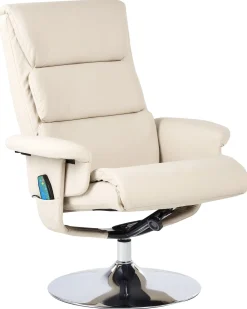 Poltrona massaggiante LEGEND con poggiapiedi Pelle sintetica Beige chiaro