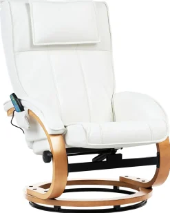 Poltrona massaggiante MAJESTIC con poggiapiedi Pelle sintetica Bianco