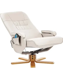 Poltrona massaggiante RELAXPRO con poggiapiedi Pelle sintetica Beige chiaro