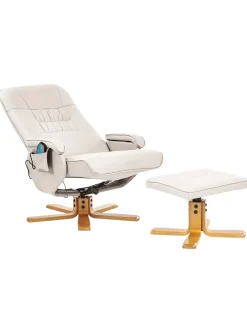 Poltrona massaggiante RELAXPRO con poggiapiedi Pelle sintetica Beige chiaro