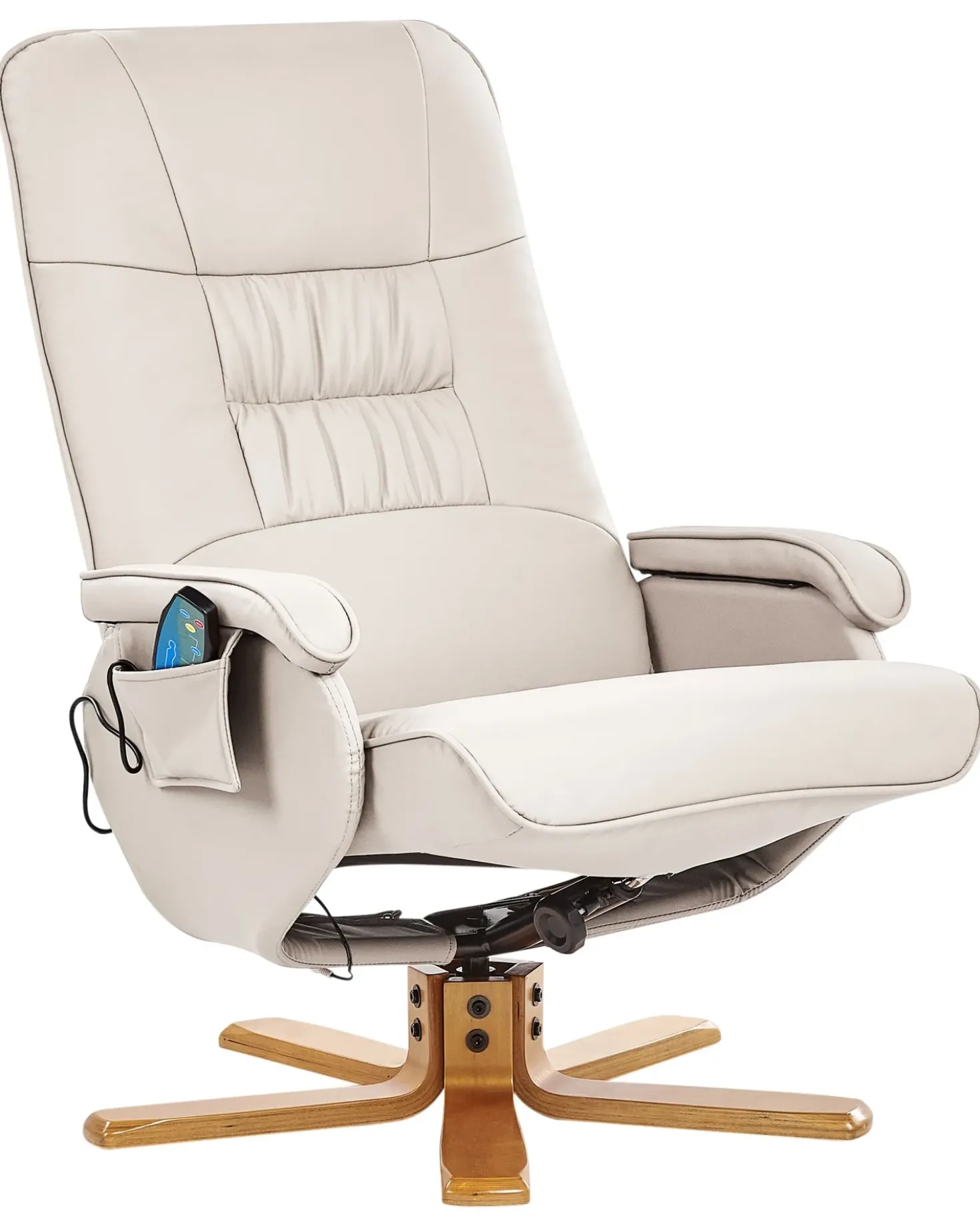 Poltrona massaggiante RELAXPRO con poggiapiedi Pelle sintetica Beige chiaro