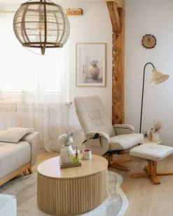 Poltrona massaggiante RELAXPRO con poggiapiedi Pelle sintetica Beige chiaro
